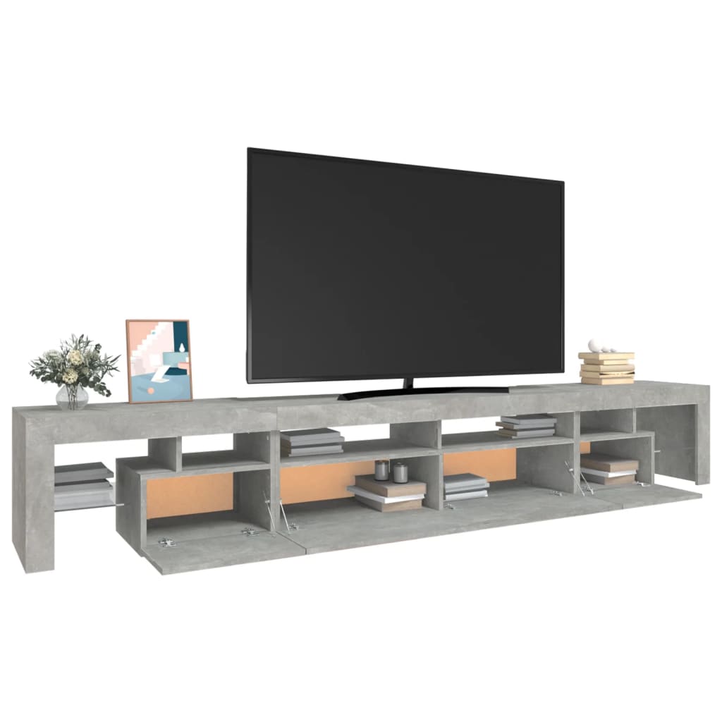 TV skrinka s LED svetlami betónová sivá 260 x 36,5 x 40 cm