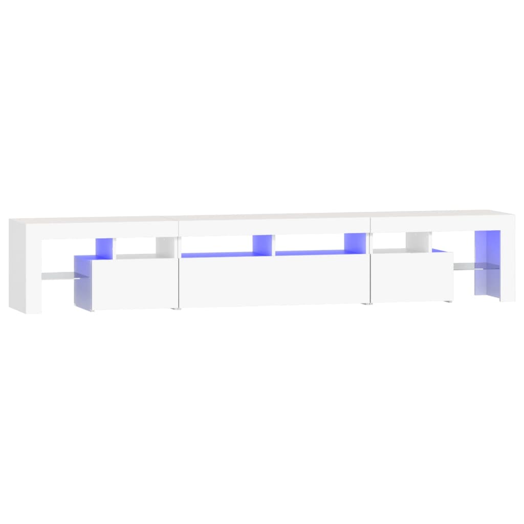 TV skrinka s LED svetlami biela 230x36,5x40 cm