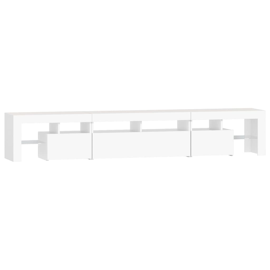 TV skrinka s LED svetlami biela 230x36,5x40 cm