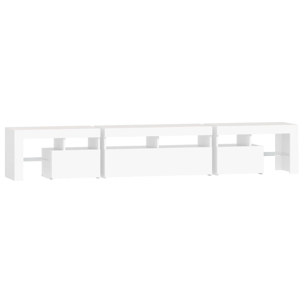 TV skrinka s LED svetlami biela 230x36,5x40 cm