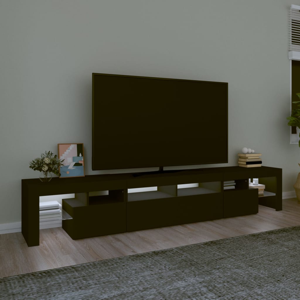 TV skrinka s LED svetlami čierna 230x36,5x40 cm