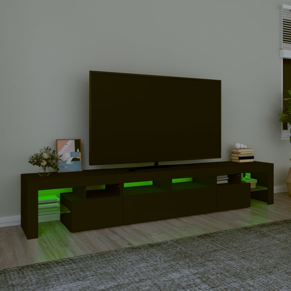 TV skrinka s LED svetlami čierna 230x36,5x40 cm