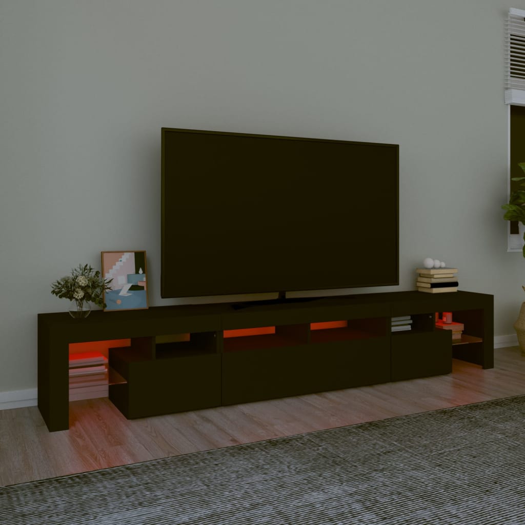TV skrinka s LED svetlami čierna 230x36,5x40 cm