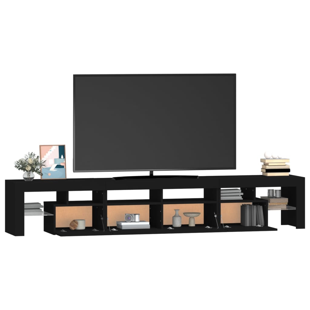 TV skrinka s LED svetlami čierna 230x36,5x40 cm
