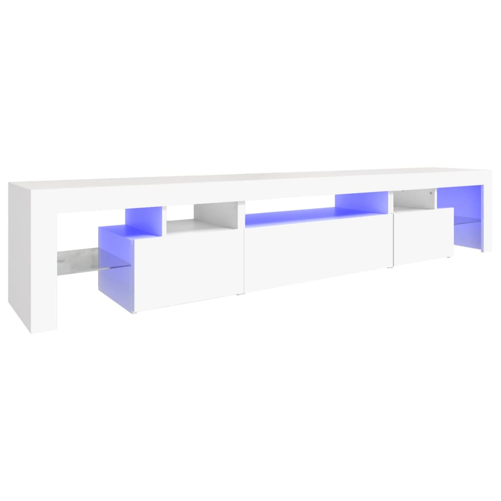 TV skrinka s LED svetlami biela 215x36,5x40 cm