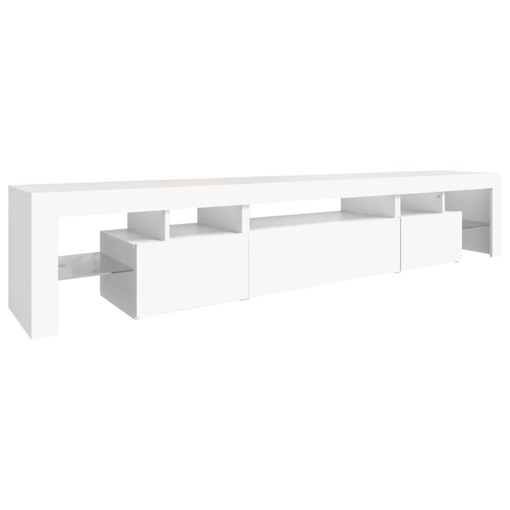 TV skrinka s LED svetlami biela 215x36,5x40 cm