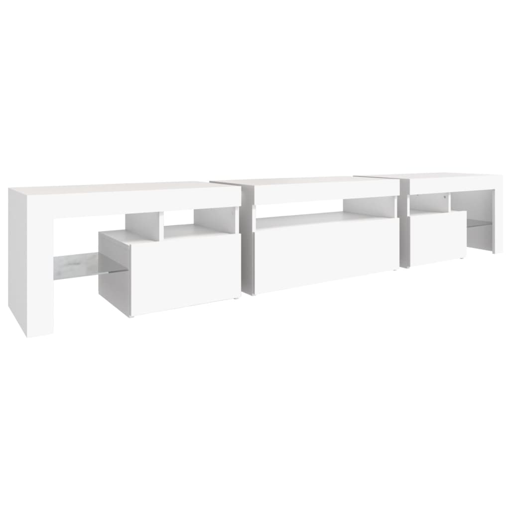 TV skrinka s LED svetlami biela 215x36,5x40 cm