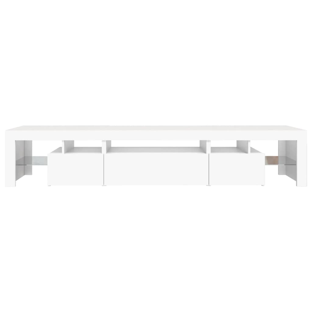 TV skrinka s LED svetlami biela 215x36,5x40 cm