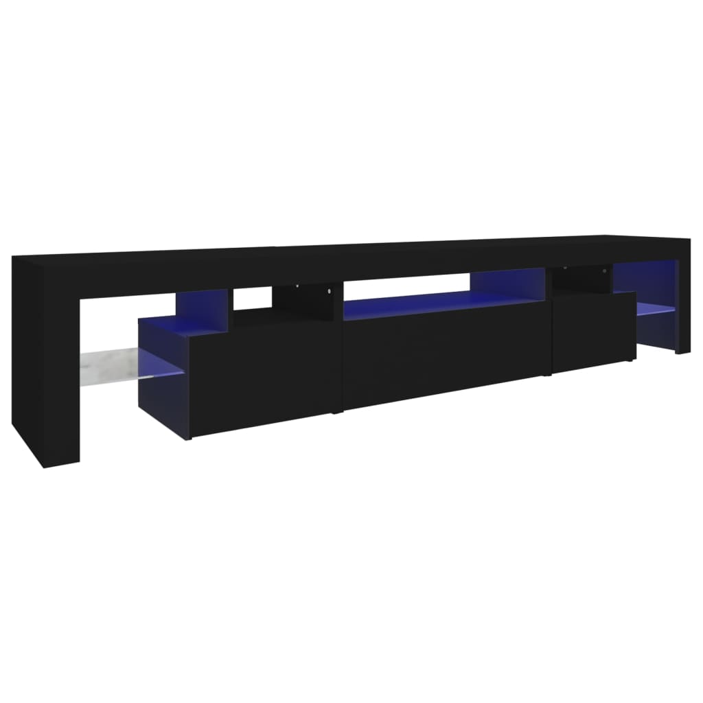 TV skrinka s LED svetlami čierna 215x36,5x40 cm