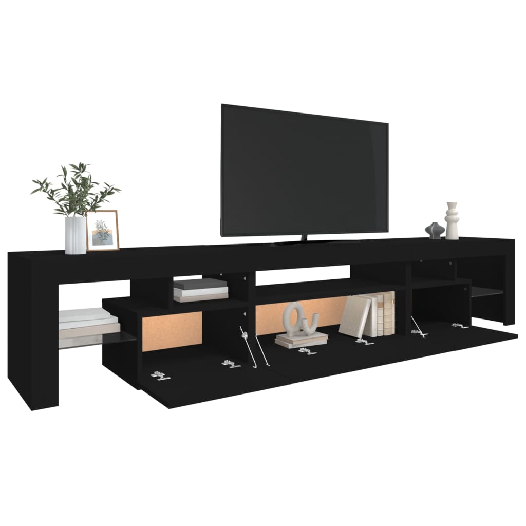 TV skrinka s LED svetlami čierna 215x36,5x40 cm