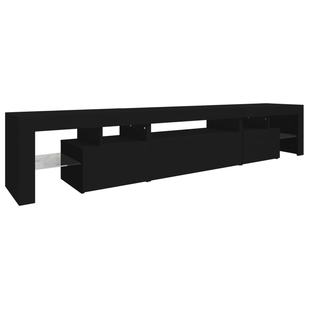 TV skrinka s LED svetlami čierna 215x36,5x40 cm