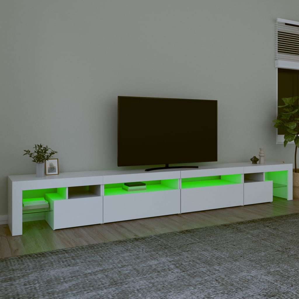 TV skrinka s LED svetlami biela 290x36,5x40 cm