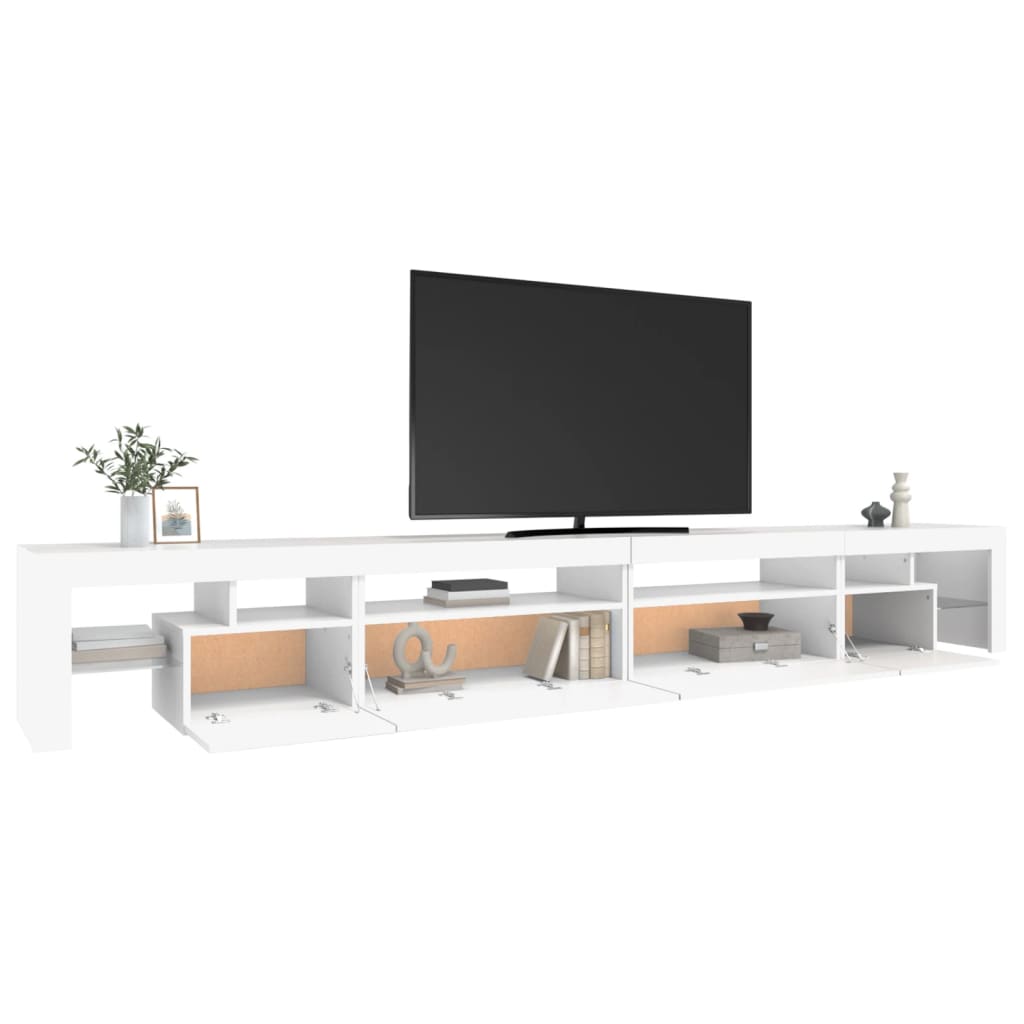 TV skrinka s LED svetlami biela 290x36,5x40 cm