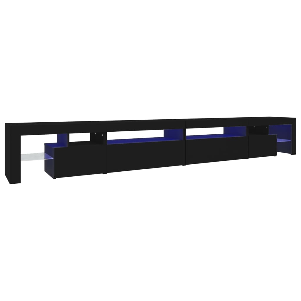 TV skrinka s LED svetlami čierna 290x36,5x40 cm