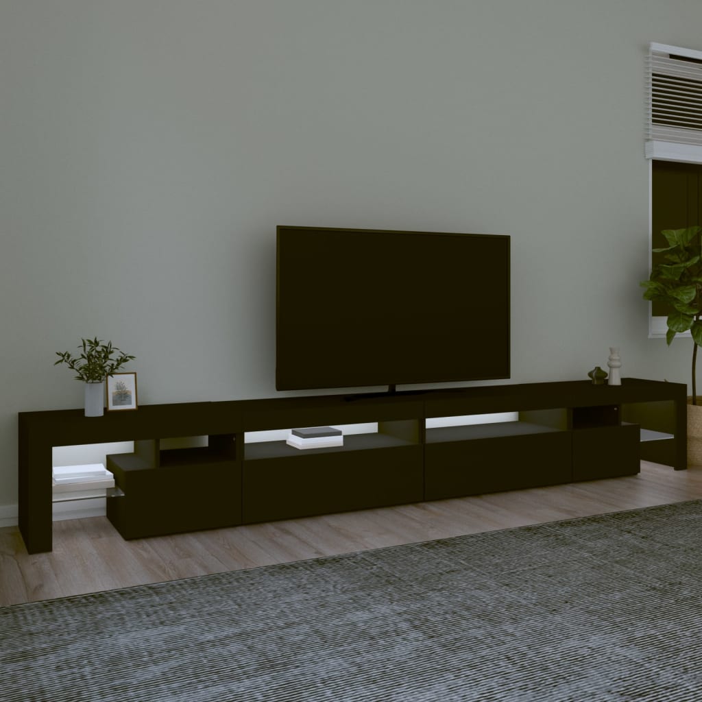TV skrinka s LED svetlami čierna 290x36,5x40 cm