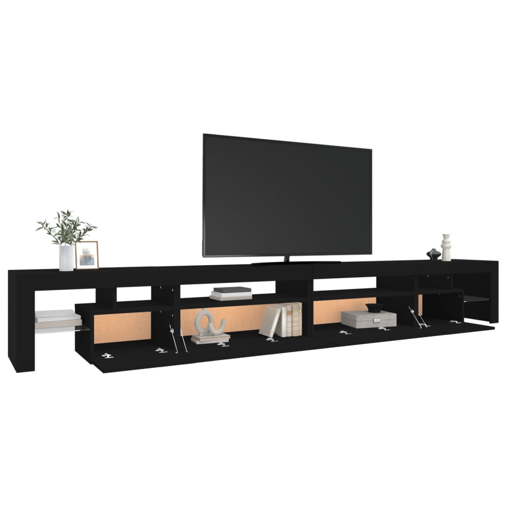 TV skrinka s LED svetlami čierna 290x36,5x40 cm