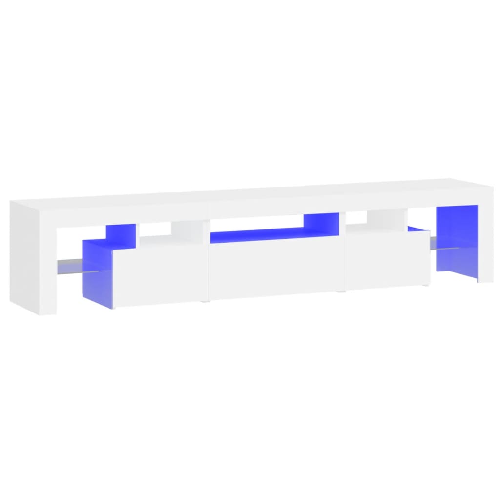 TV skrinka s LED svetlami biela 200x36,5x40 cm