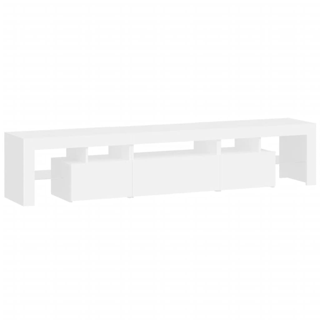 TV skrinka s LED svetlami biela 200x36,5x40 cm