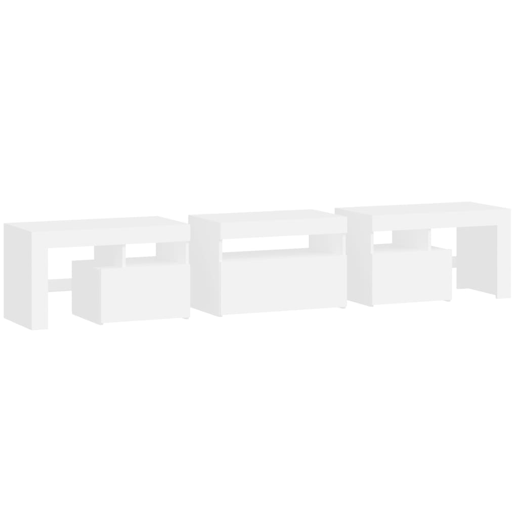 TV skrinka s LED svetlami biela 200x36,5x40 cm