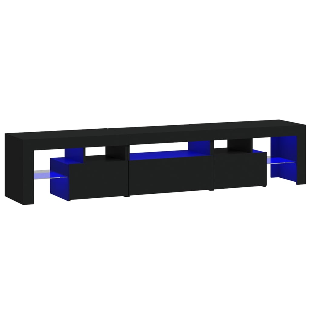 TV skrinka s LED svetlami čierna 200x36,5x40 cm