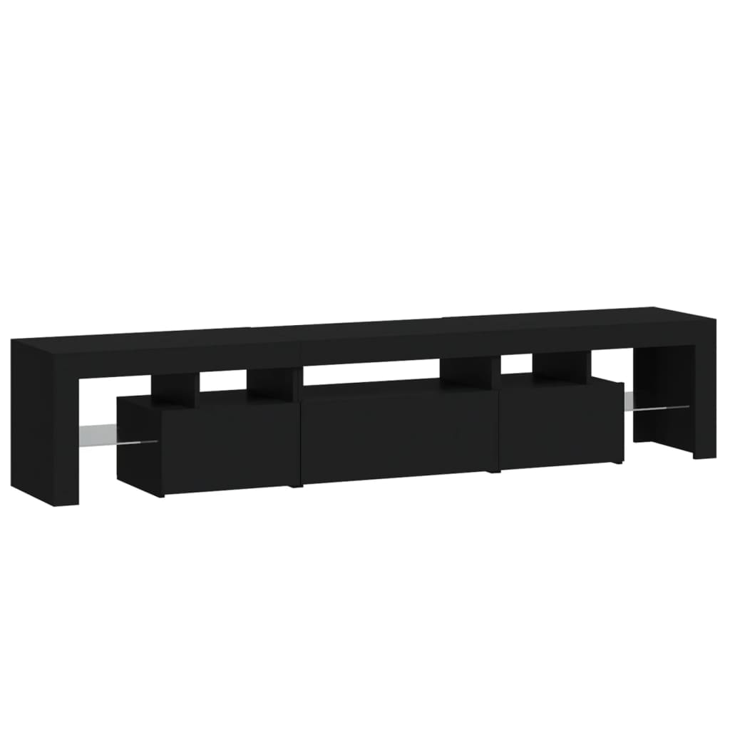 TV skrinka s LED svetlami čierna 200x36,5x40 cm
