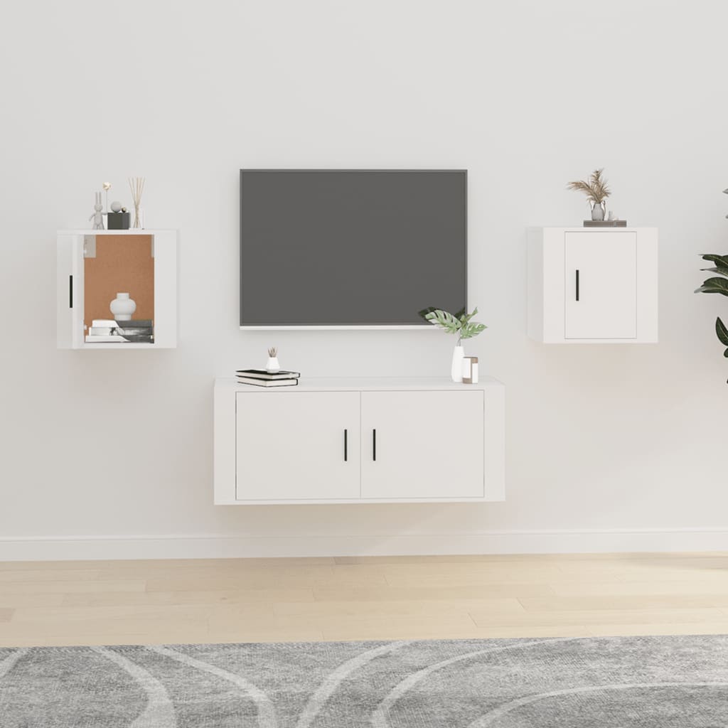 Nástenné TV skrinky 2 ks biele 40x34,5x40 cm