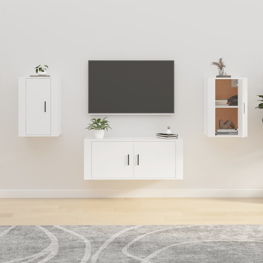 Nástenné TV skrinky 2 ks biele 40x34,5x60 cm