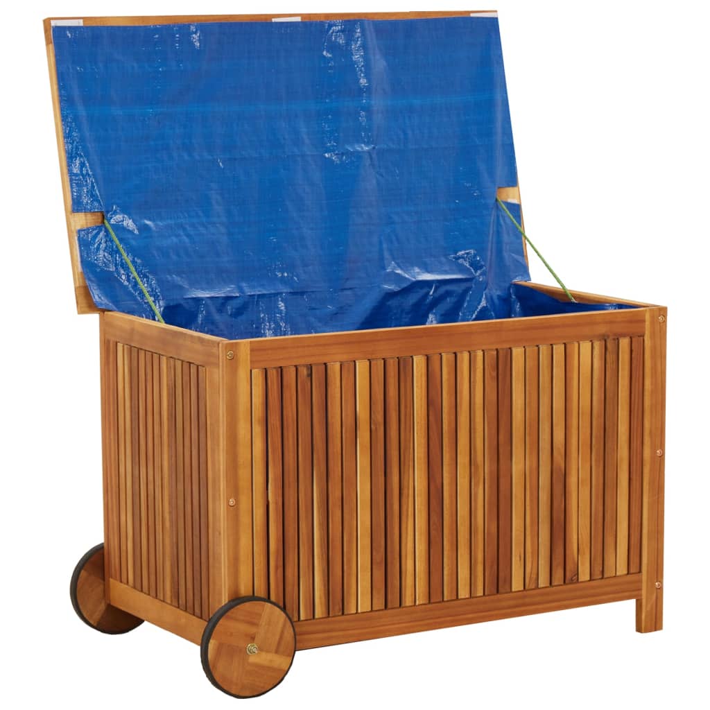 Záhradný úložný box s kolieskami 90x50x58 cm masívna akácia