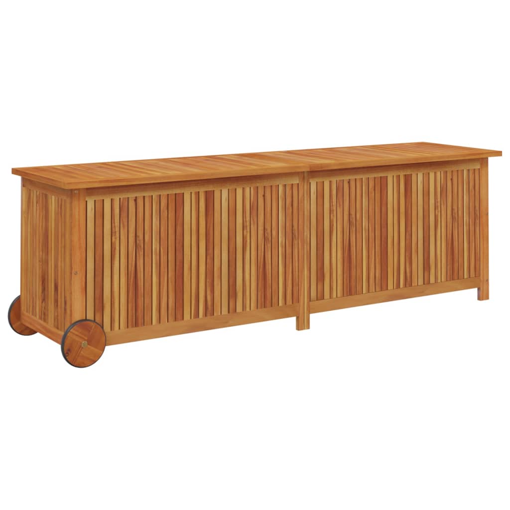 Záhradný úložný box s kolieskami 150x50x58 cm masívna akácia