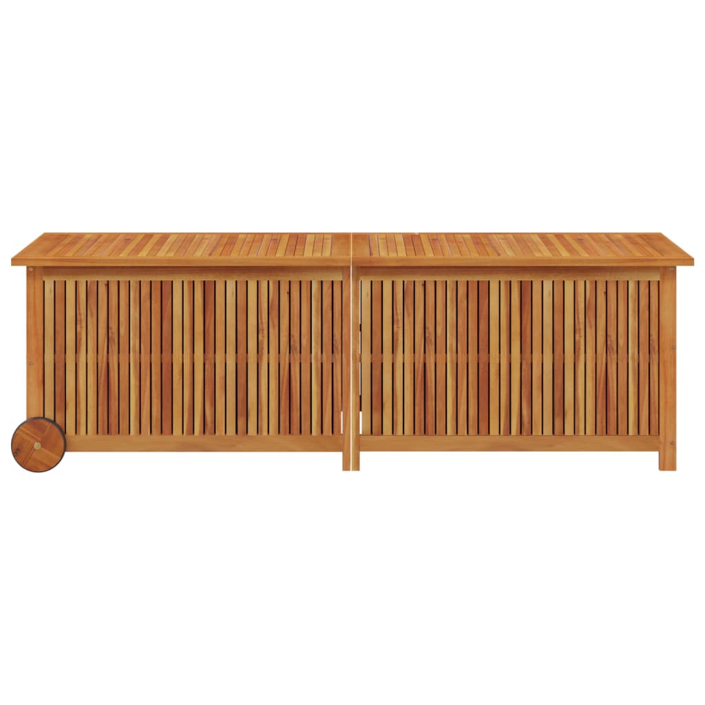 Záhradný úložný box s kolieskami 150x50x58 cm masívna akácia