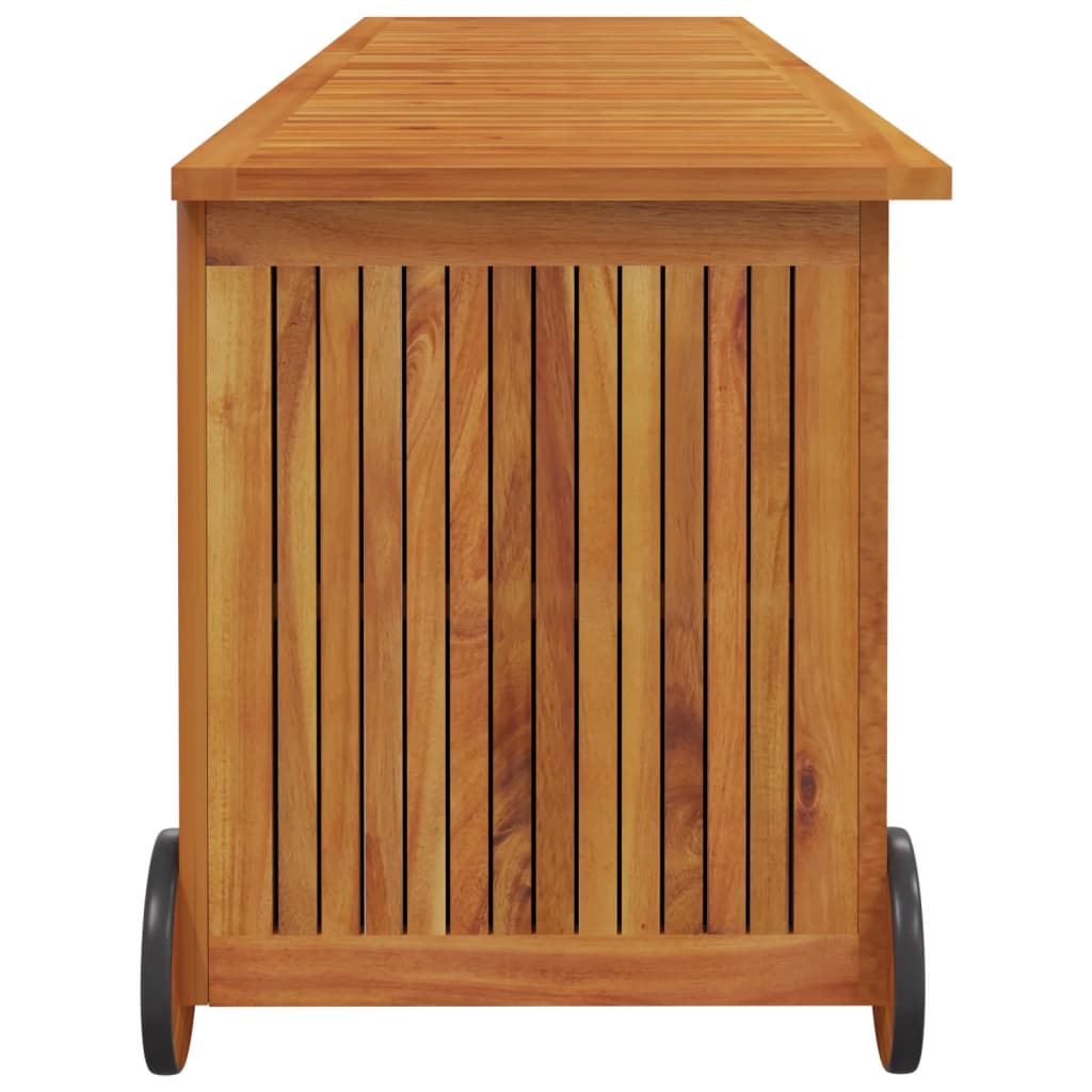 Záhradný úložný box s kolieskami 150x50x58 cm masívna akácia