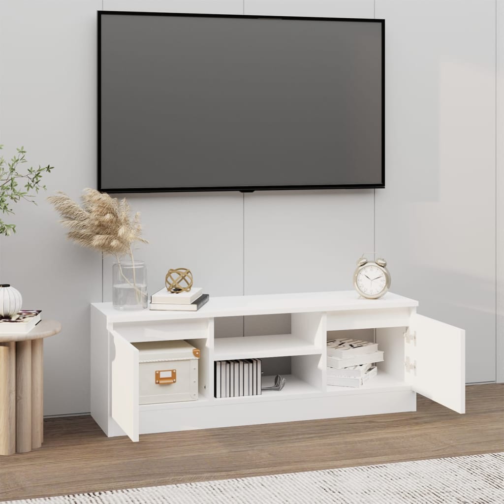 TV skrinka s dvierkami biela 102x30x36 cm