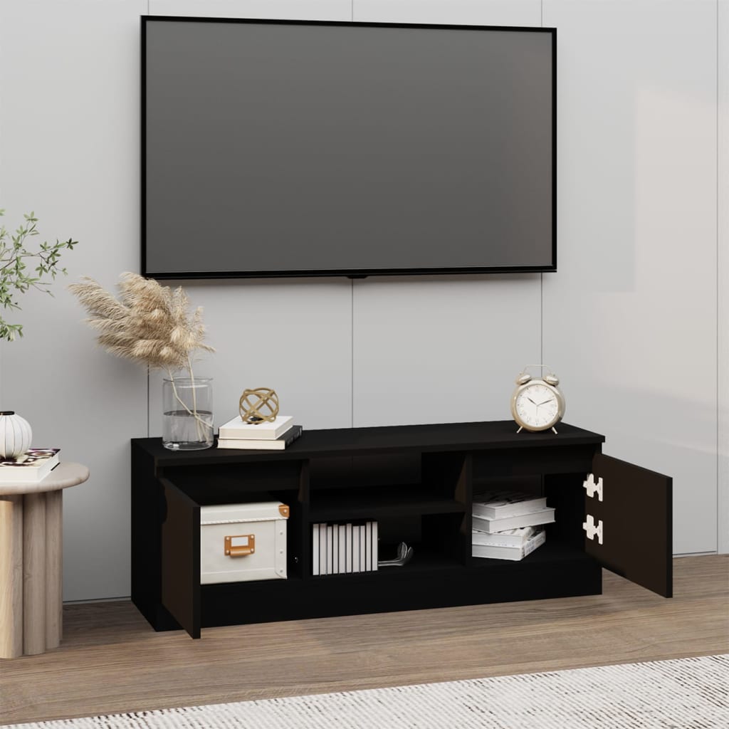 TV skrinka s dvierkami čierna 102x30x36 cm