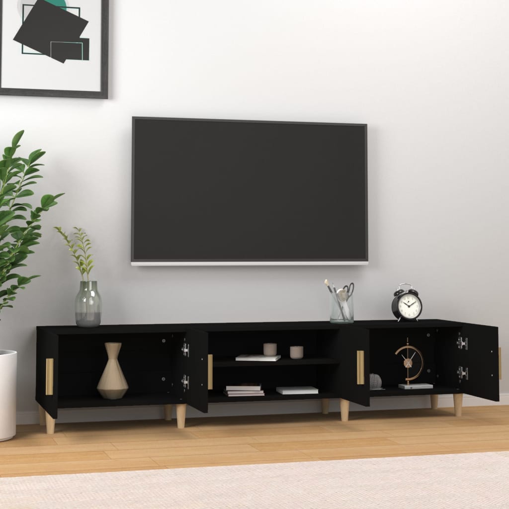 TV skrinka čierna 180x31,5x40 cm spracované drevo
