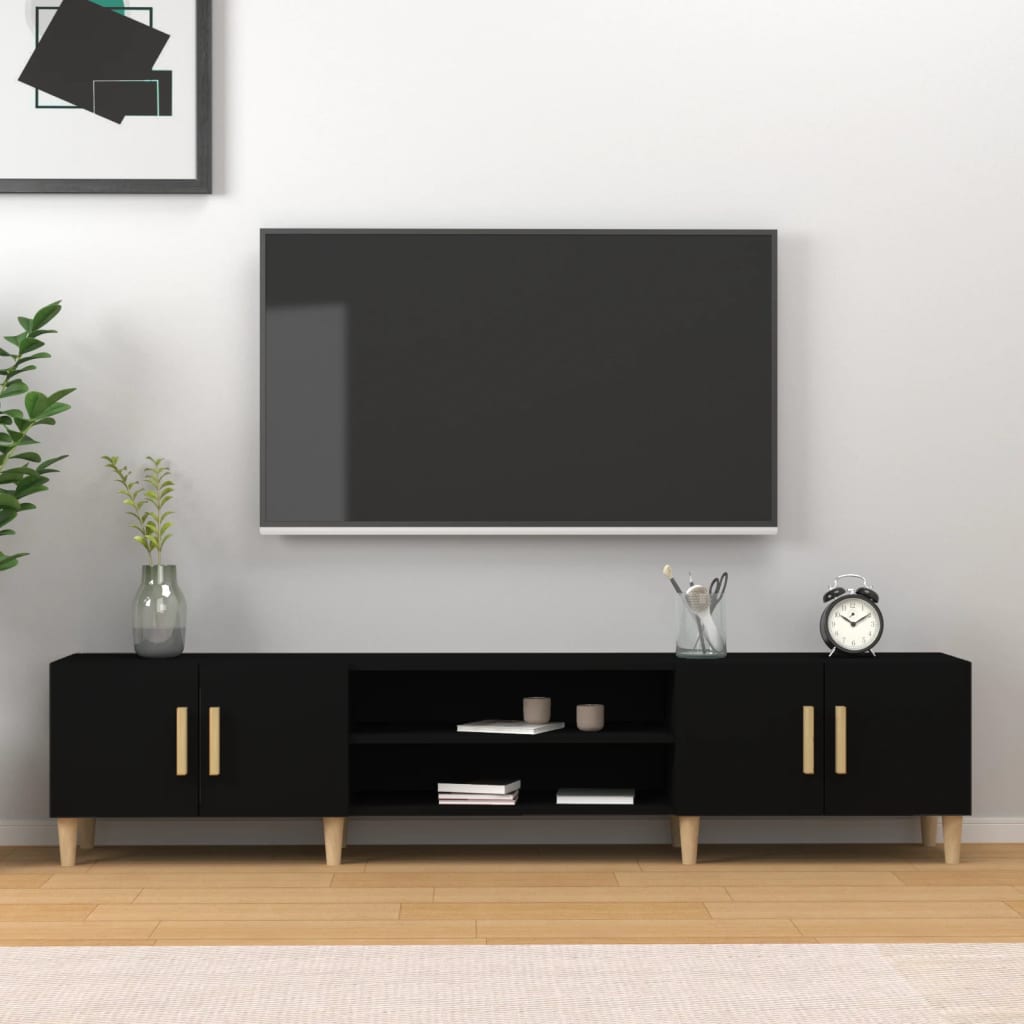 TV skrinka čierna 180x31,5x40 cm spracované drevo