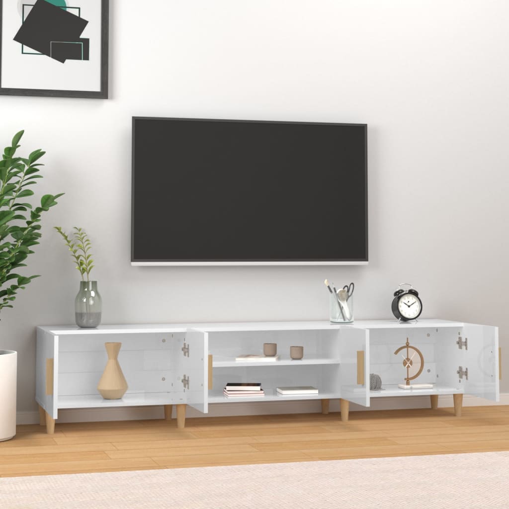 TV skrinka lesklá biela 180x31,5x40 cm kompozitné drevo