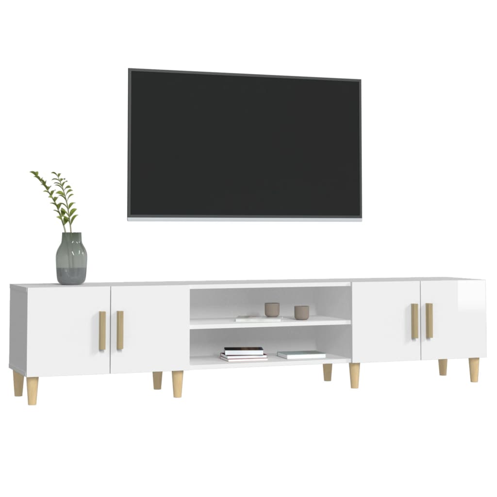 TV skrinka lesklá biela 180x31,5x40 cm kompozitné drevo