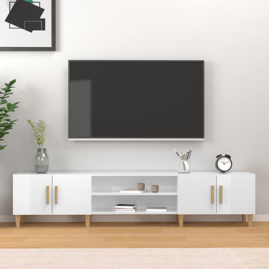 TV skrinka lesklá biela 180x31,5x40 cm kompozitné drevo