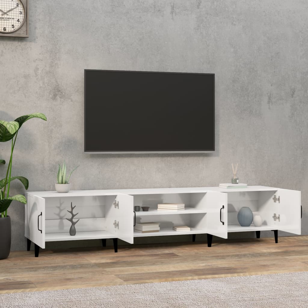 TV skrinka lesklá biela 180x31,5x40 cm kompozitné drevo