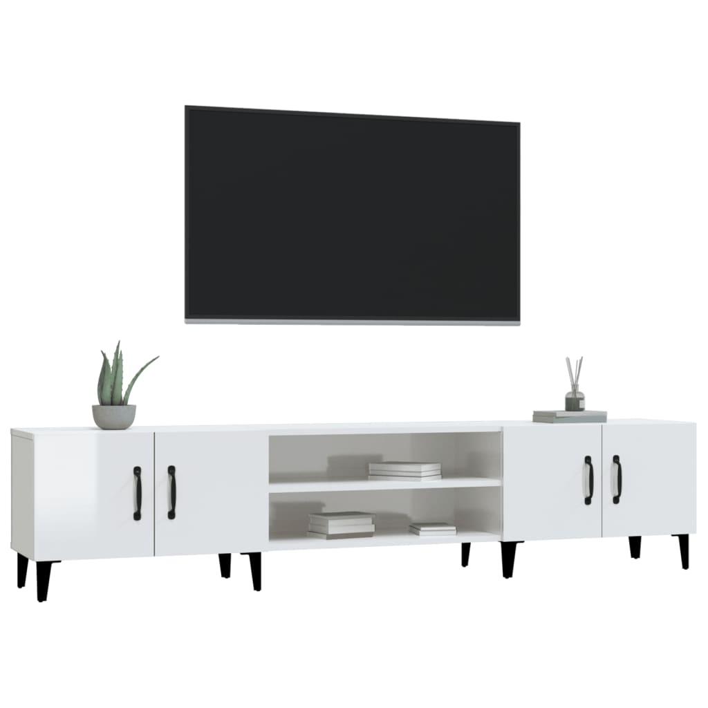 TV skrinka lesklá biela 180x31,5x40 cm kompozitné drevo