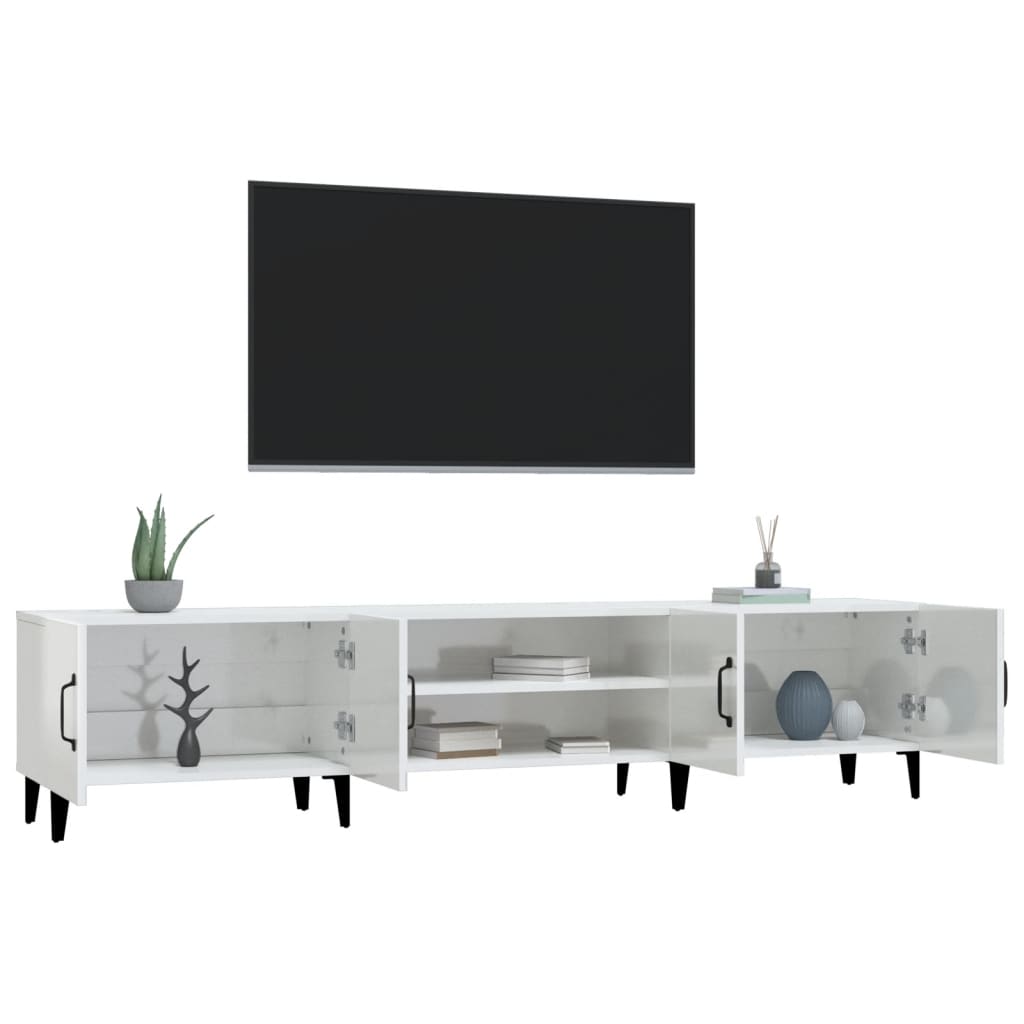 TV skrinka lesklá biela 180x31,5x40 cm kompozitné drevo