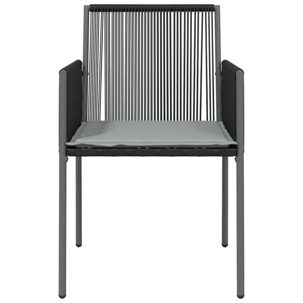 Záhradné stoličky a vankúše 4ks čierne 54x60,5x83,5cm polyratan
