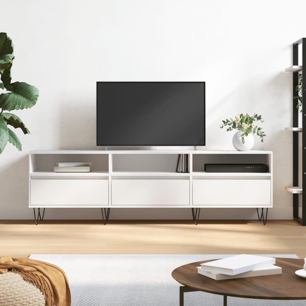 TV skrinka biela 150x30x44,5 cm kompozitné drevo
