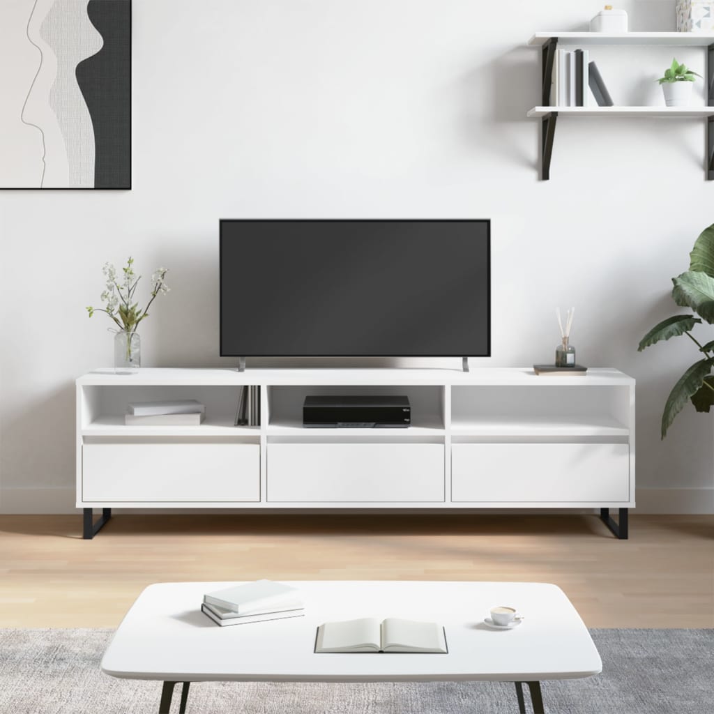 TV skrinka biela 150x30x44,5 cm kompozitné drevo