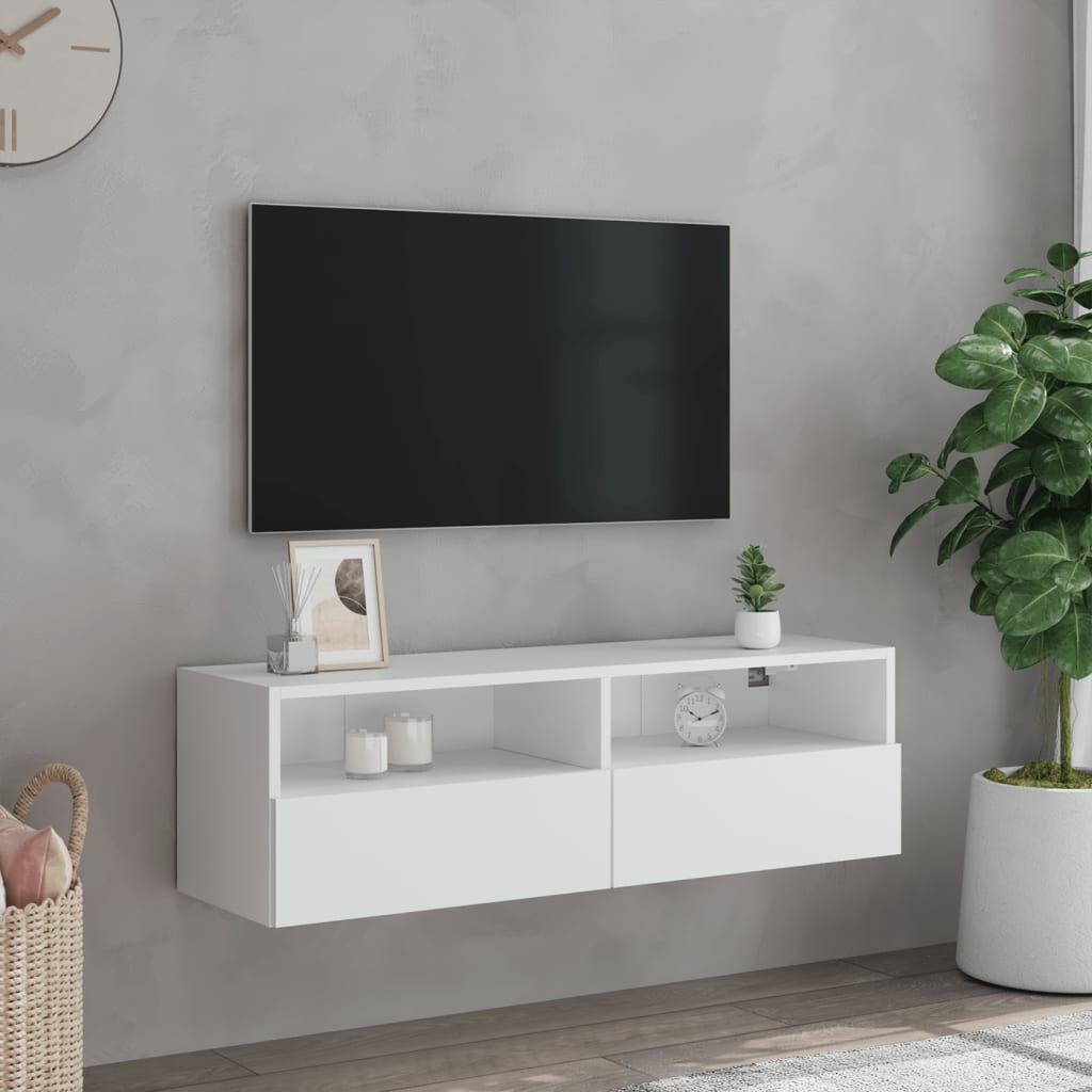 TV nástenná skrinka biela 100x30x30 cm kompozitné drevo
