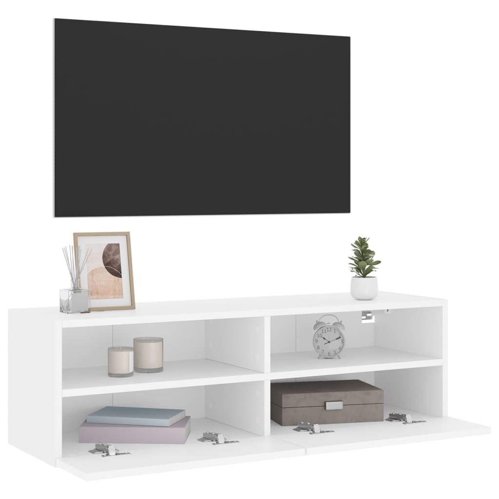 TV nástenná skrinka biela 100x30x30 cm kompozitné drevo