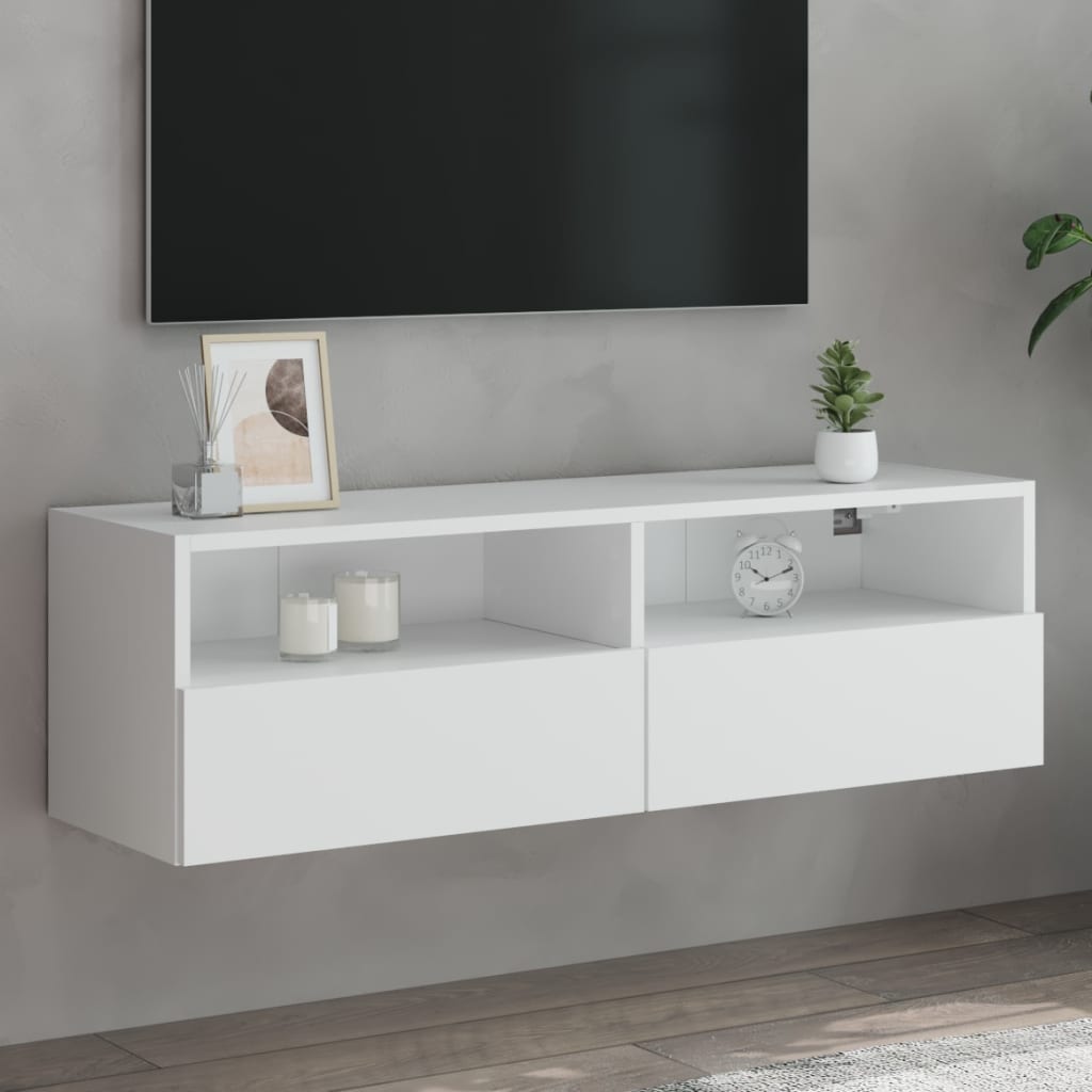 TV nástenná skrinka biela 100x30x30 cm kompozitné drevo