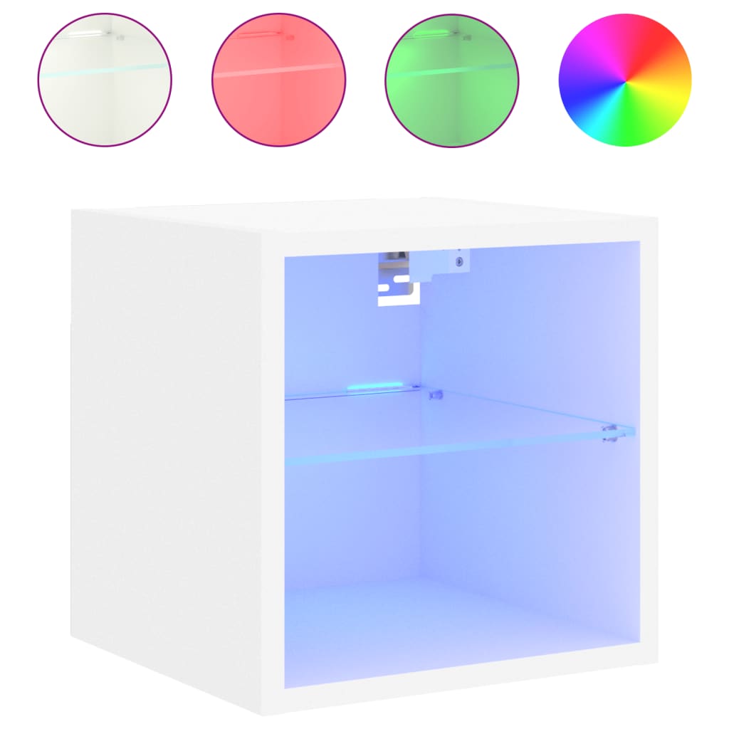 TV nástenné skrinky s LED svetlami 2 ks biele 30x28,5x30 cm