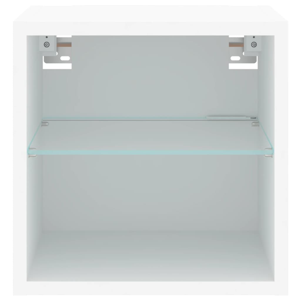 TV nástenné skrinky s LED svetlami 2 ks biele 30x28,5x30 cm