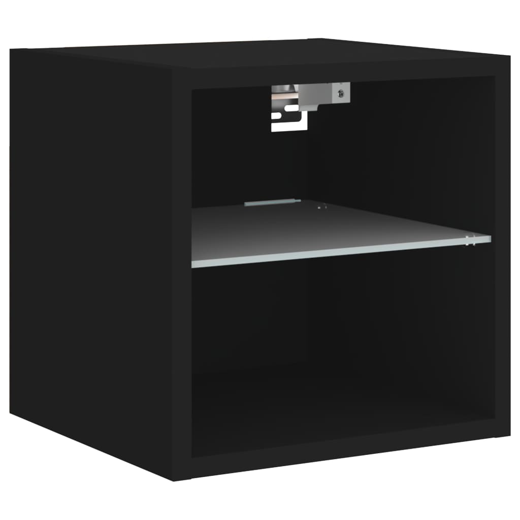 TV nástenná skrinka s LED svetlami čierna 30x28,5x30 cm